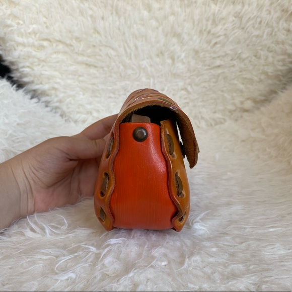 🥑100% LEATHER HANDMADE MINI BAG Mexico in orange/brown - Picture 9 of 13